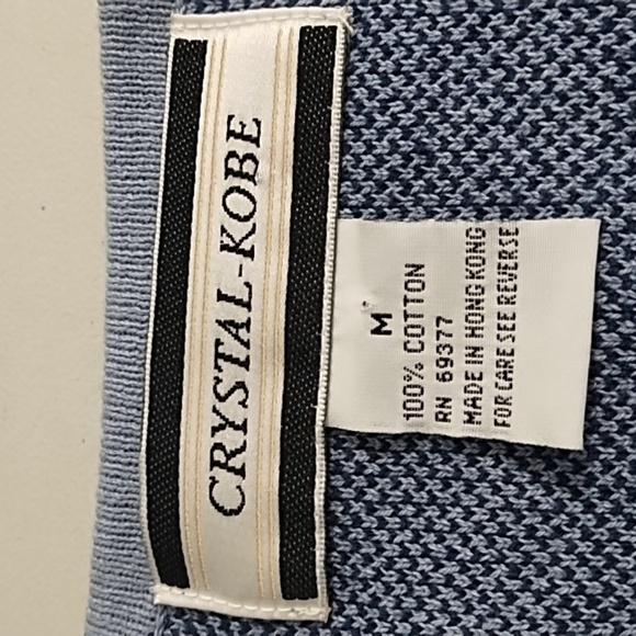 Crystal Kobe 100% Cotton Knit Sweater Vest Denim Blue Navy Gold Buttons - Picture 7 of 9